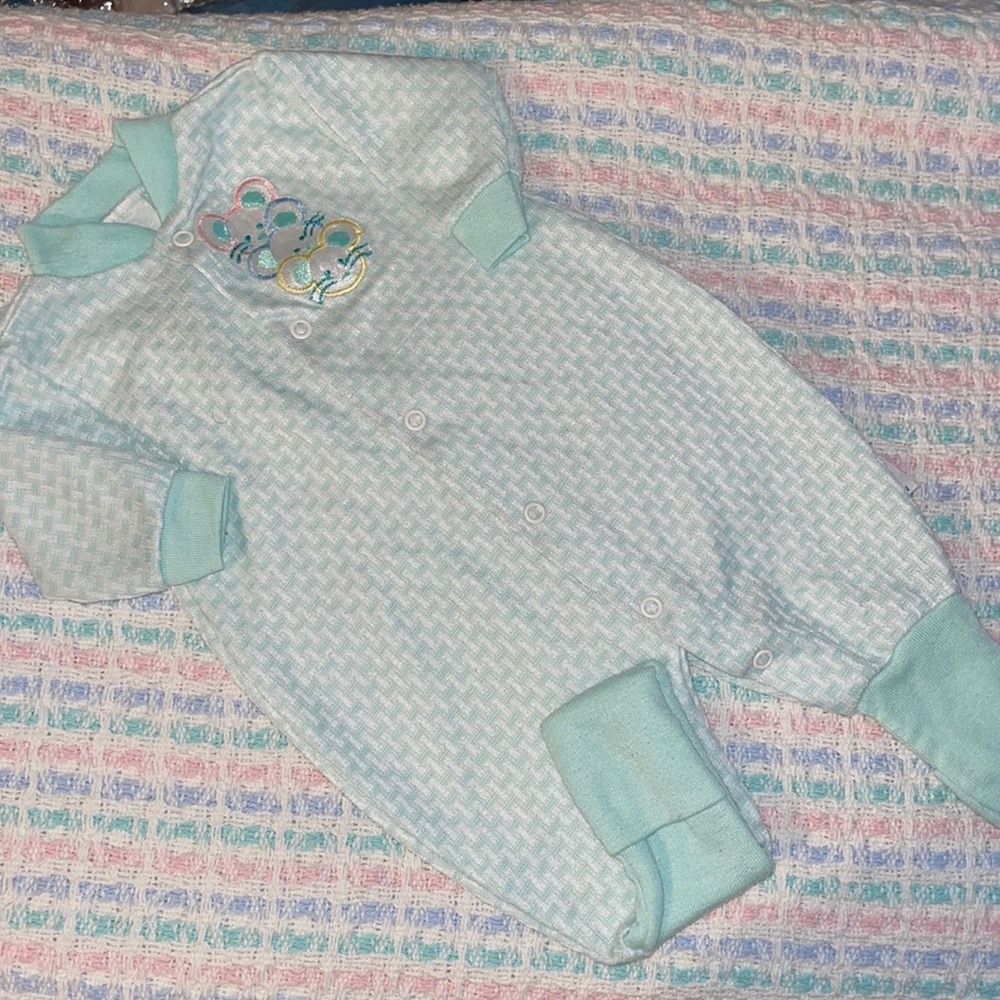 Vintage Dundee Cozy Cuffs Sleeper Sz 0/3M Three Mice Mouse Footed or Not